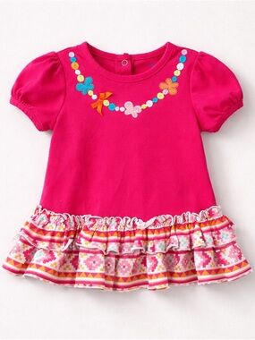 Buster Brown Bright Fuchsia Floral Ruffle Dress 12 months Girls